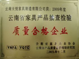 2009年云南省家具产品抽查检验质量合格企业